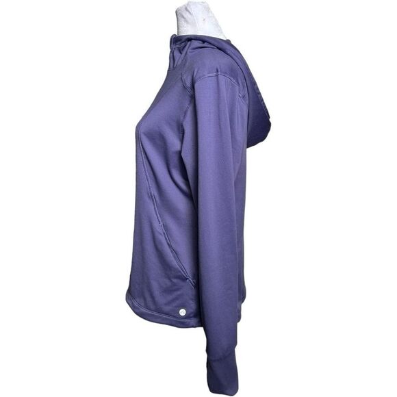 Apana Long Sleeve Purple Zip Up Active Jacket Hoodie. Thumb Holes. Medium. - Picture 2 of 9